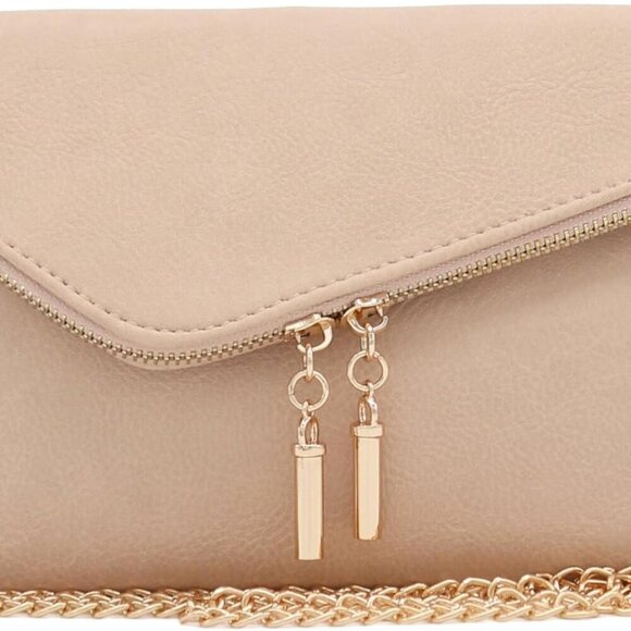 Envelope Wristlet Clutch Crossbody Bag with Chain Strap - Picture 1 of 8
